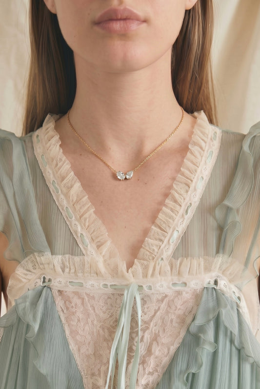 The Asymmetric CZ Pear and Oval Necklace