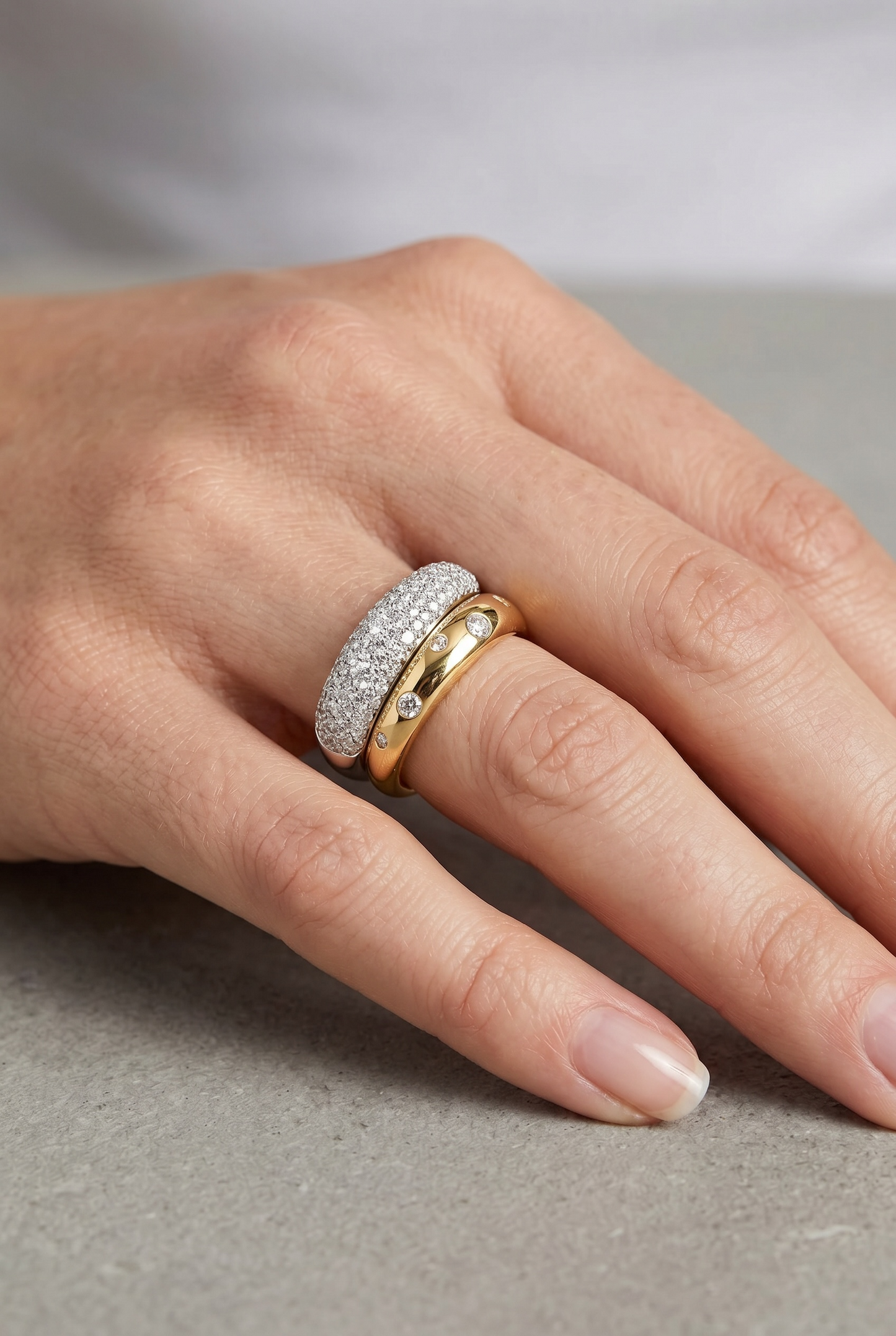 Two-Tone Pavé Wave Ring