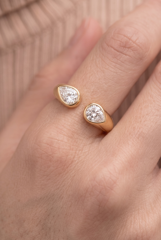 The Parallel Pear Open Ring