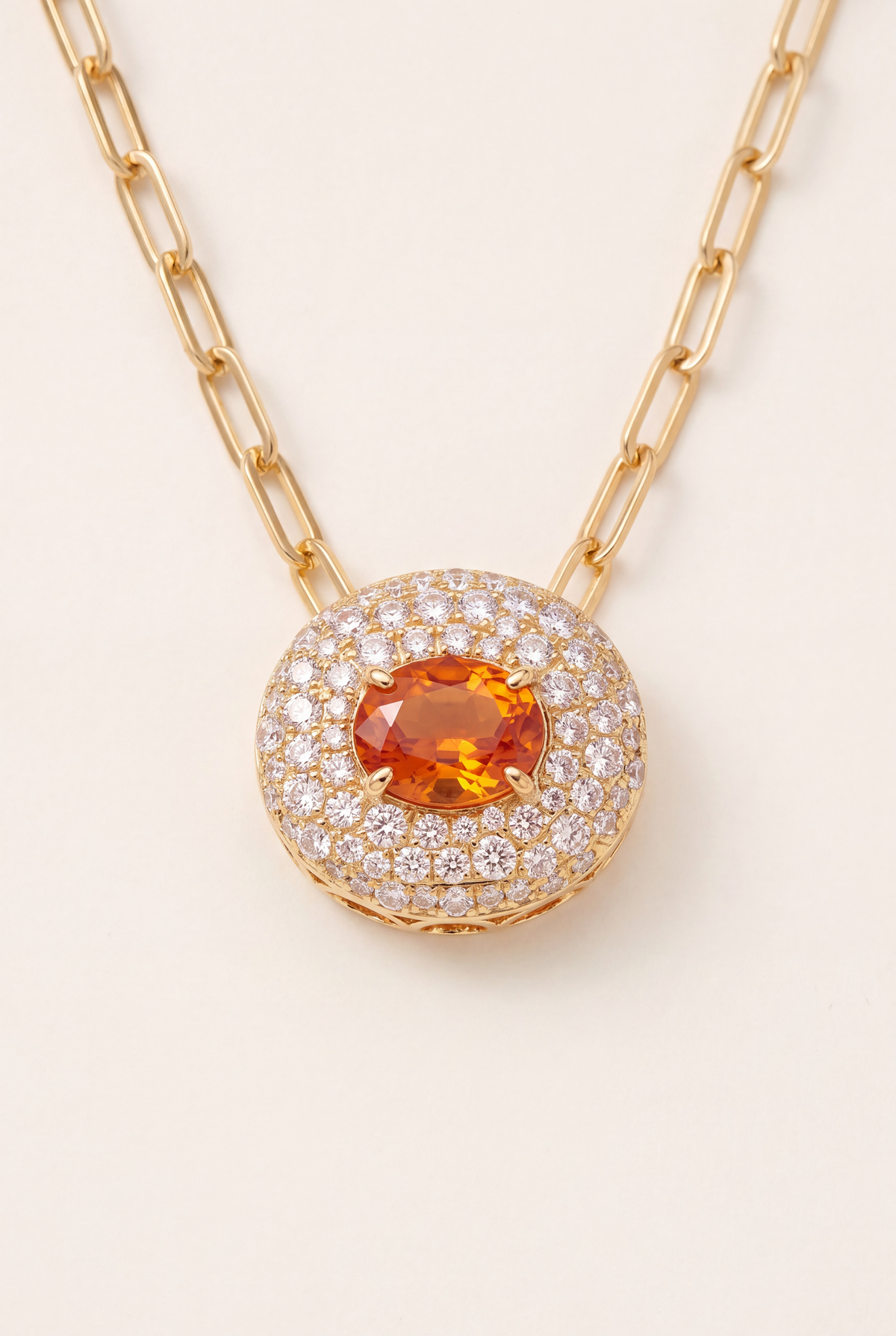 The Pavé East-West Oval Citrine Pendant