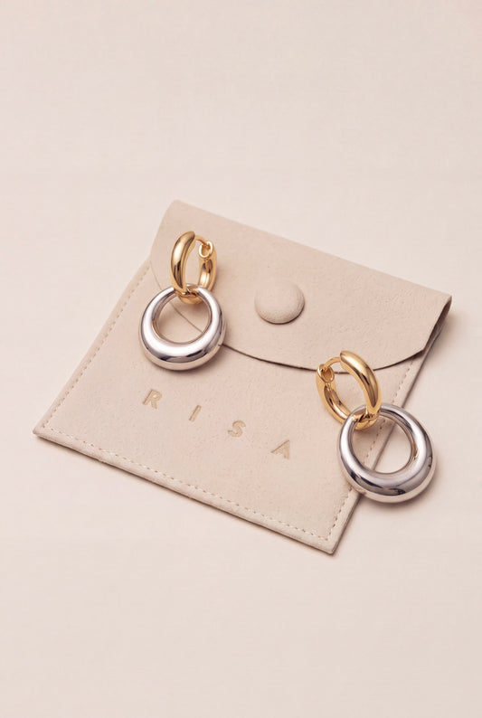 The Duet Hoops in Two-Tone Brushed Satin