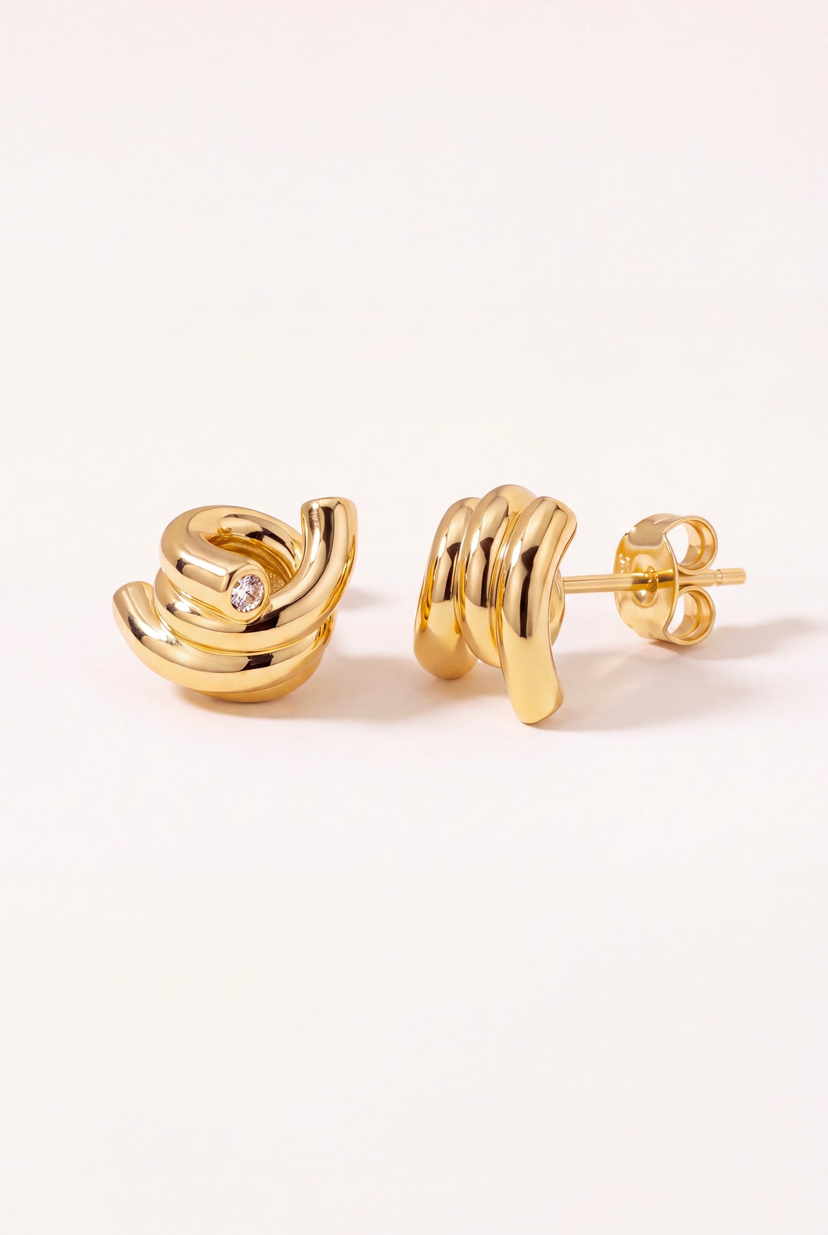 The Knot Studs in 18k Gold with Diamanté Detail