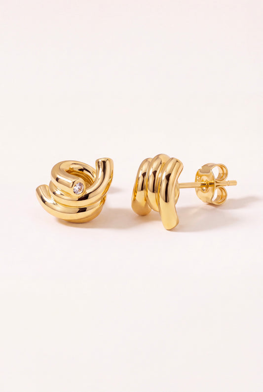 The Knot Studs in 18k Gold with Diamanté Detail
