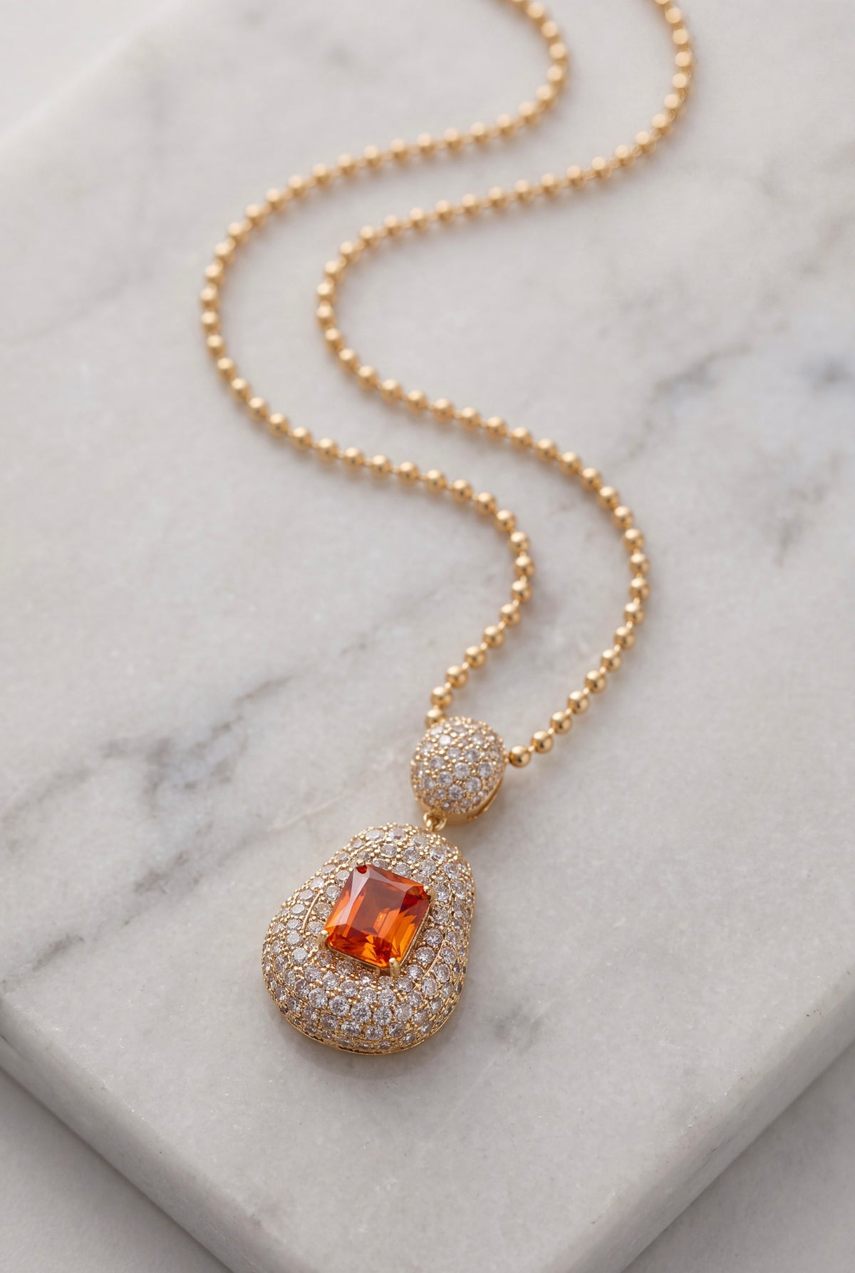 The Pavé Two-Tier Citrine Drop Pendant