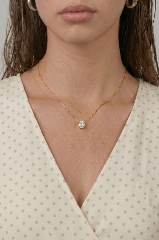 The Oval-Cut Moissanite Necklace