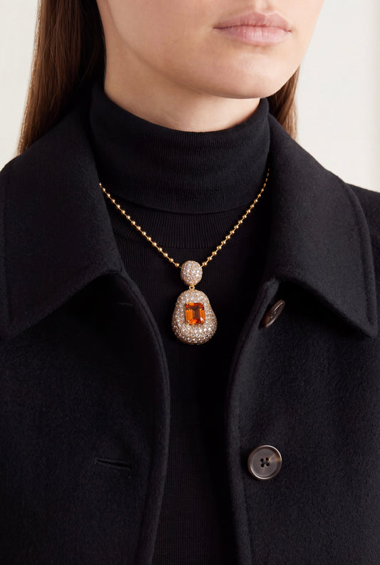 The Pavé Two-Tier Citrine Drop Pendant