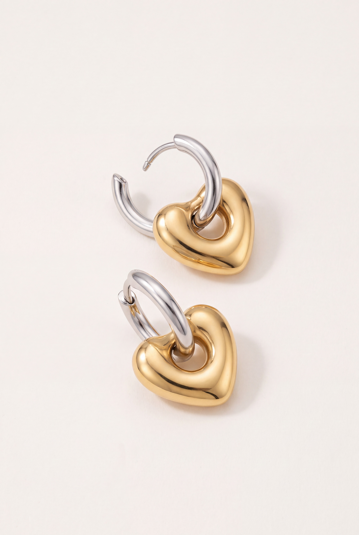 The Inflated Two-Tone Heart Hoops
