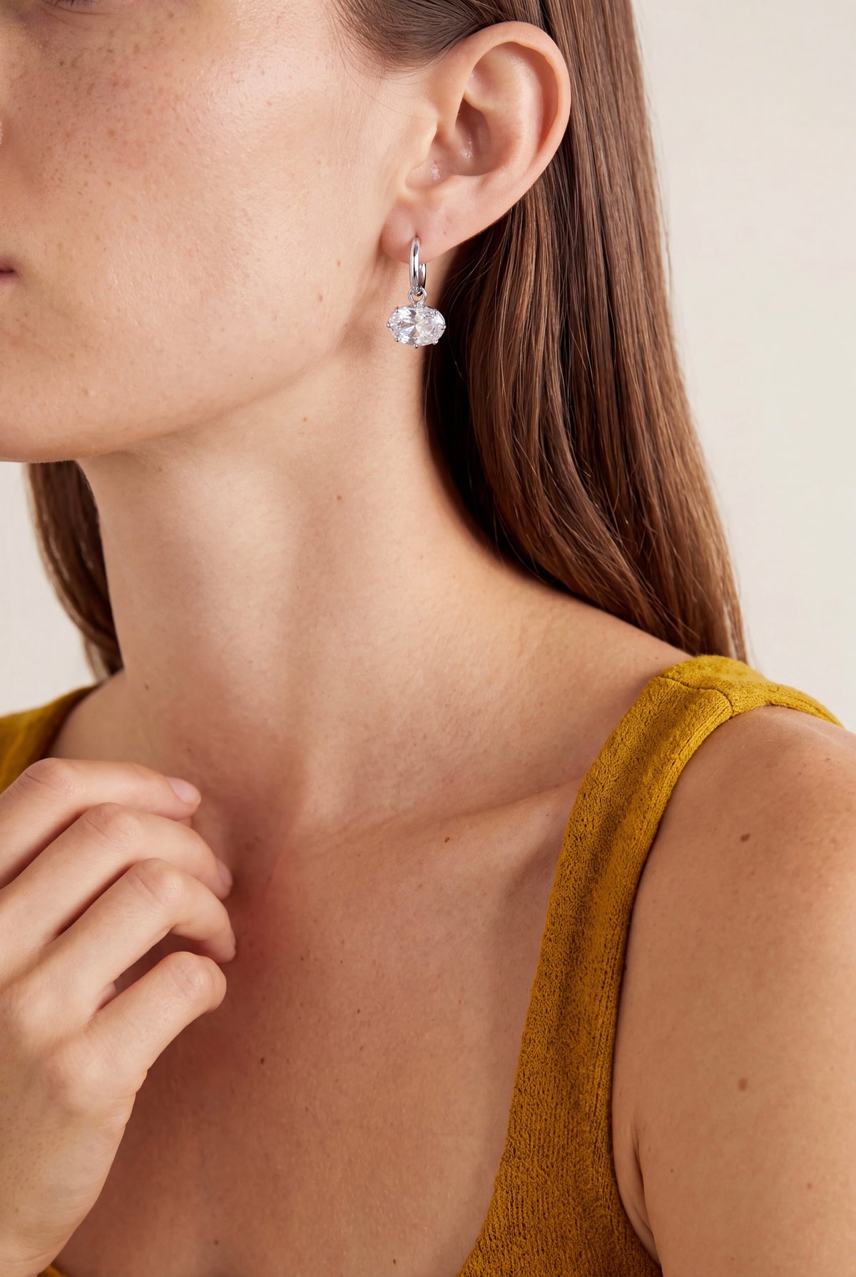 The Horizontal Oval Bezel Hoops