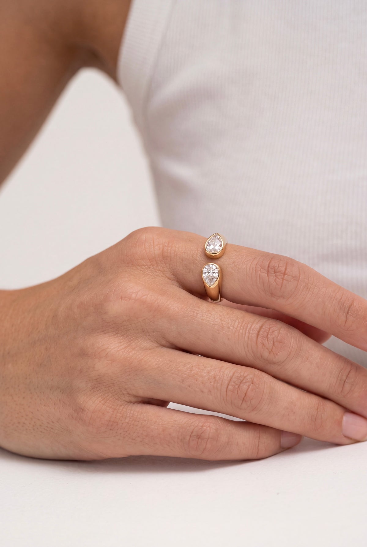 The Parallel Pear Open Ring