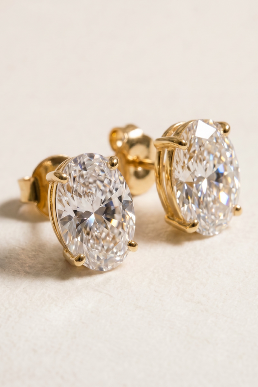 The Oval Studs with 18k Accents