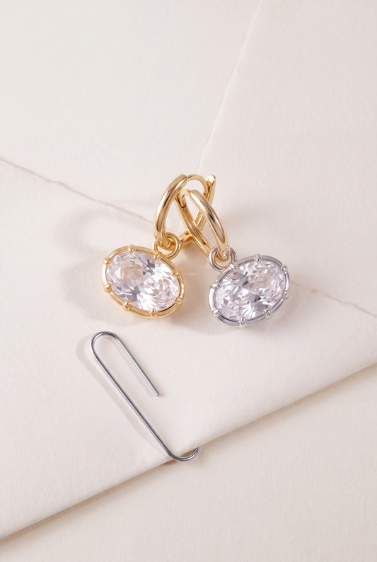 The Horizontal Oval Bezel Hoops
