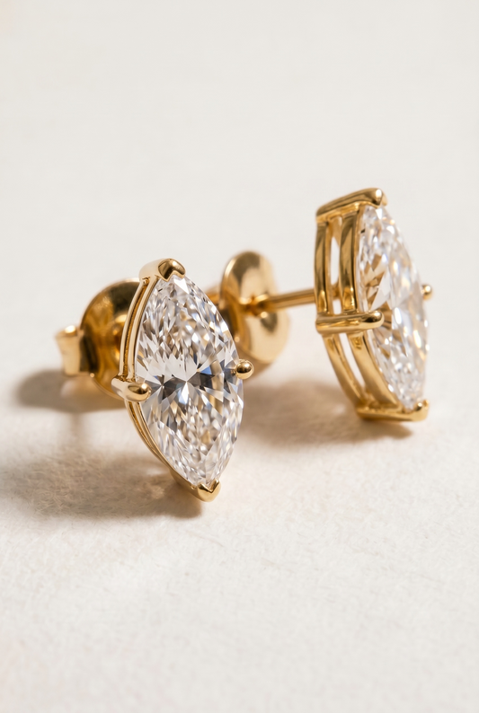 The Marquise Moissanite Studs