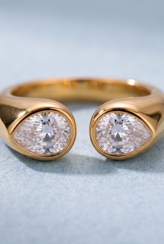 The Parallel Pear Open Ring