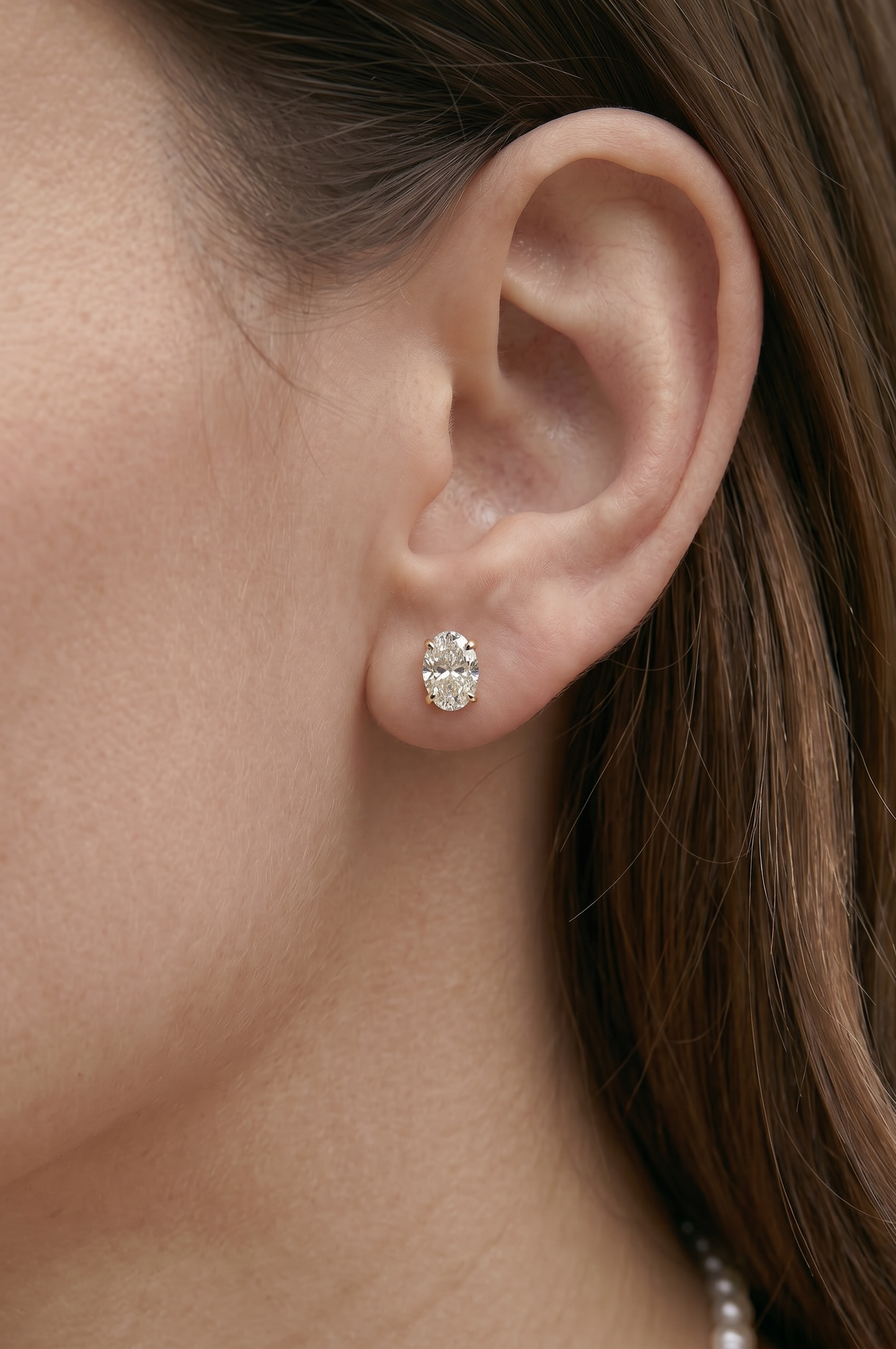 Oval Studs with 18k Accents