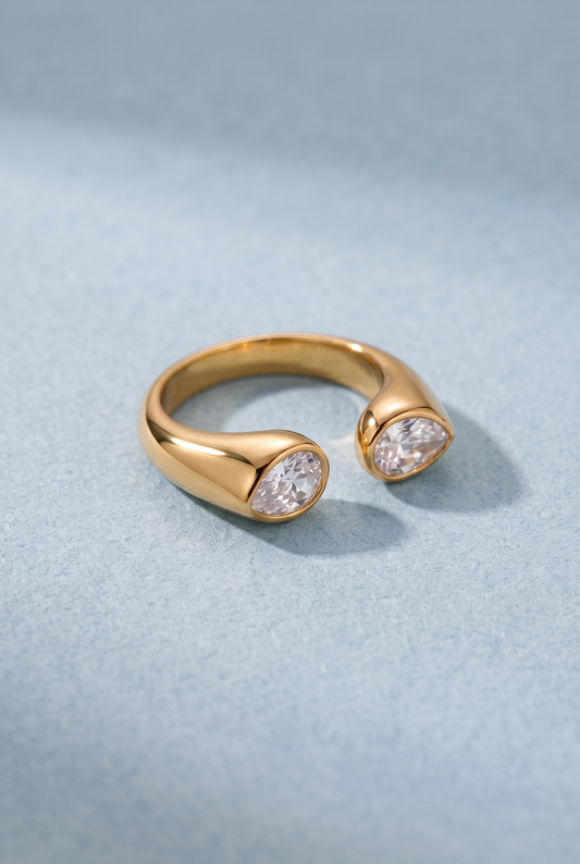 The Parallel Pear Open Ring