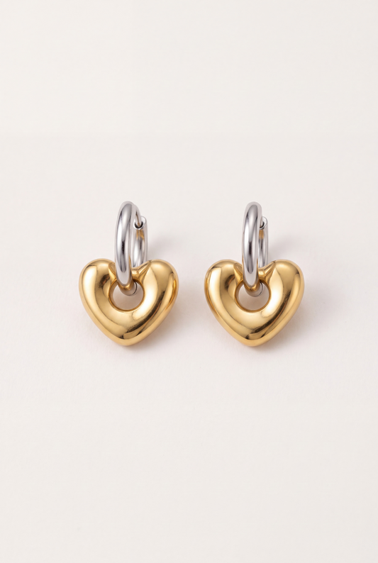 The Inflated Two-Tone Heart Hoops