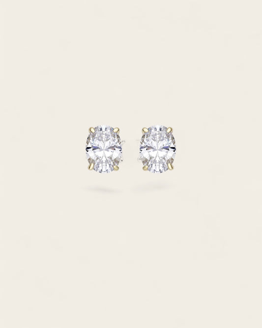 Oval Studs with 18k Accents