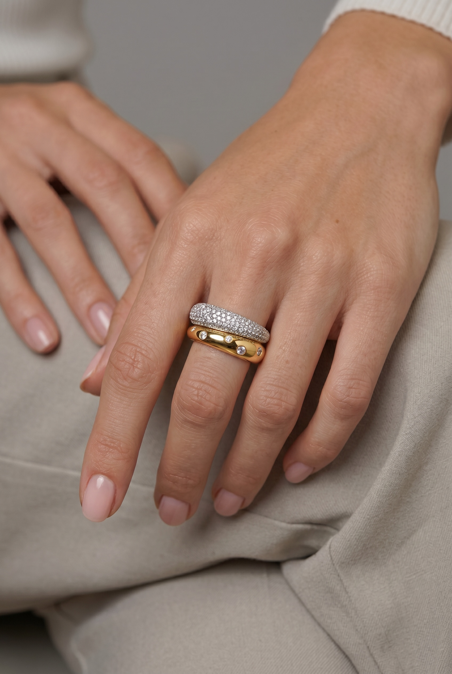 Two-Tone Pavé Wave Ring