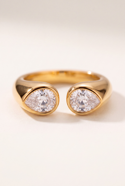 The Parallel Pear Open Ring