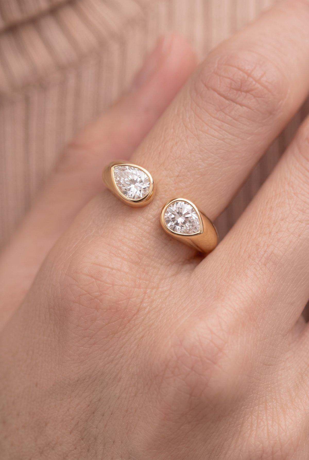 The Parallel Pear Open Ring