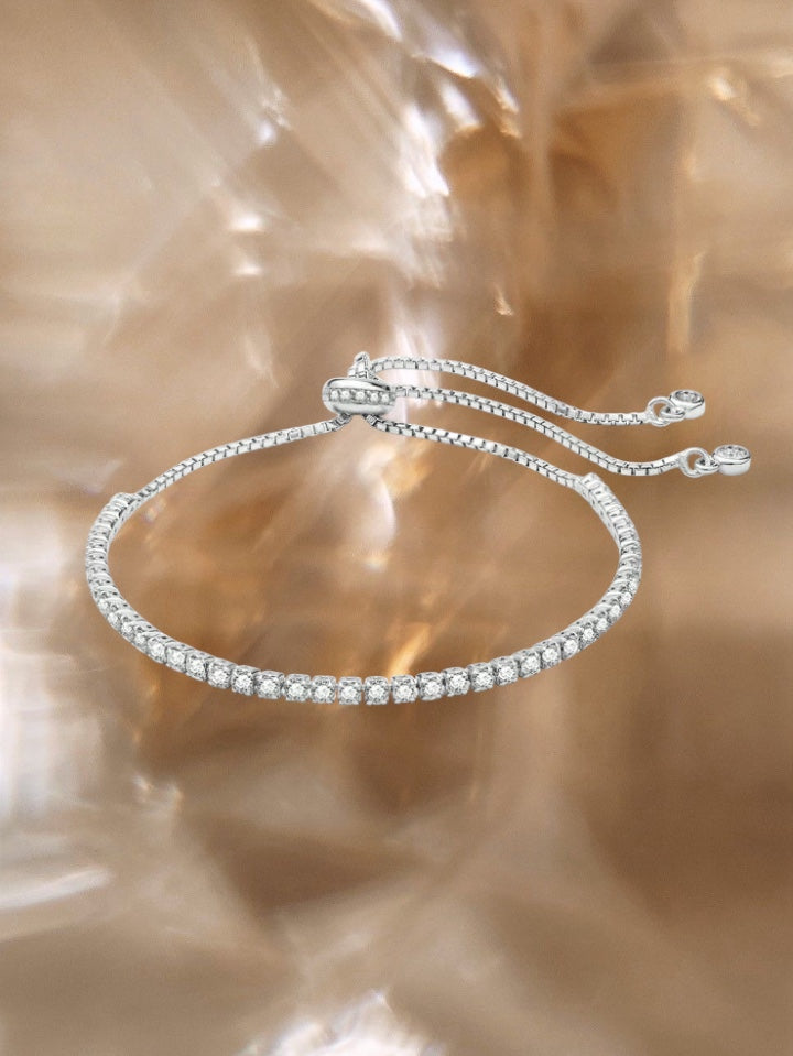 Inara Adjustable 925 Cubic Zirconia Bead Slider Bracelet