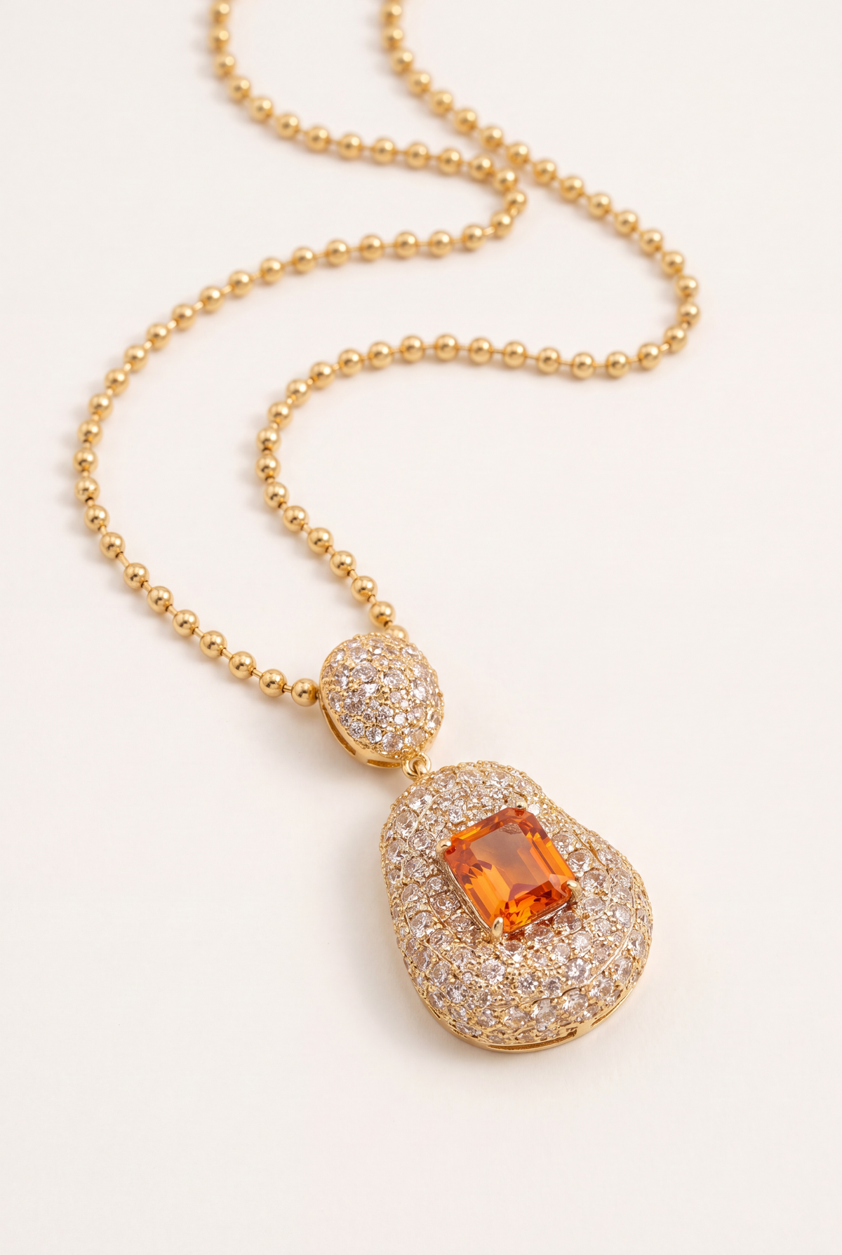 The Pavé Two-Tier Citrine Drop Pendant
