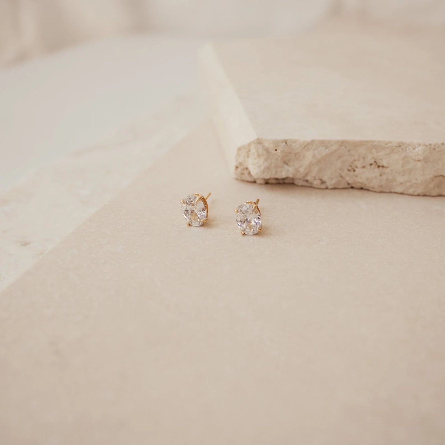 The Oval Studs with 18k Accents