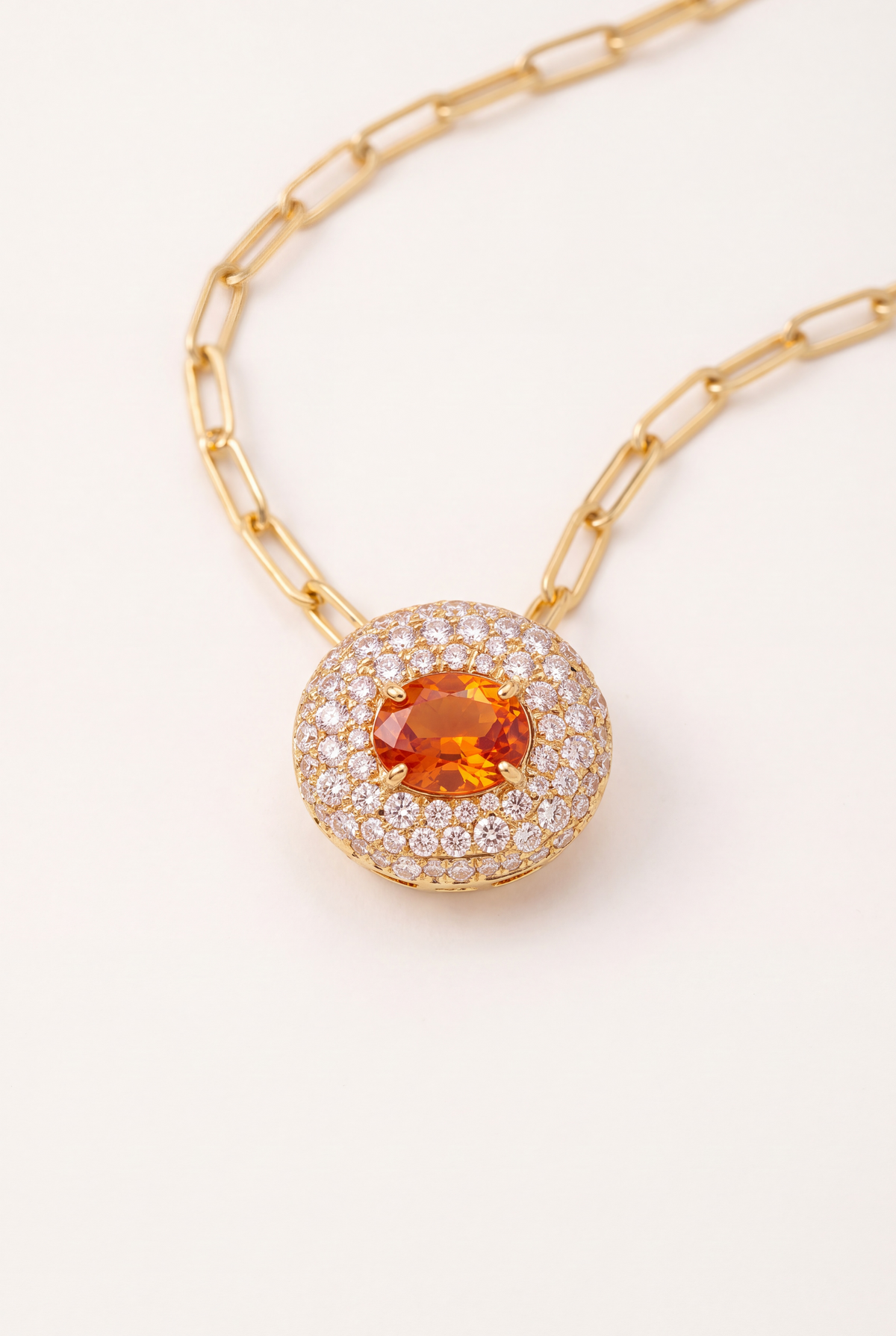 The Pavé East-West Oval Citrine Pendant