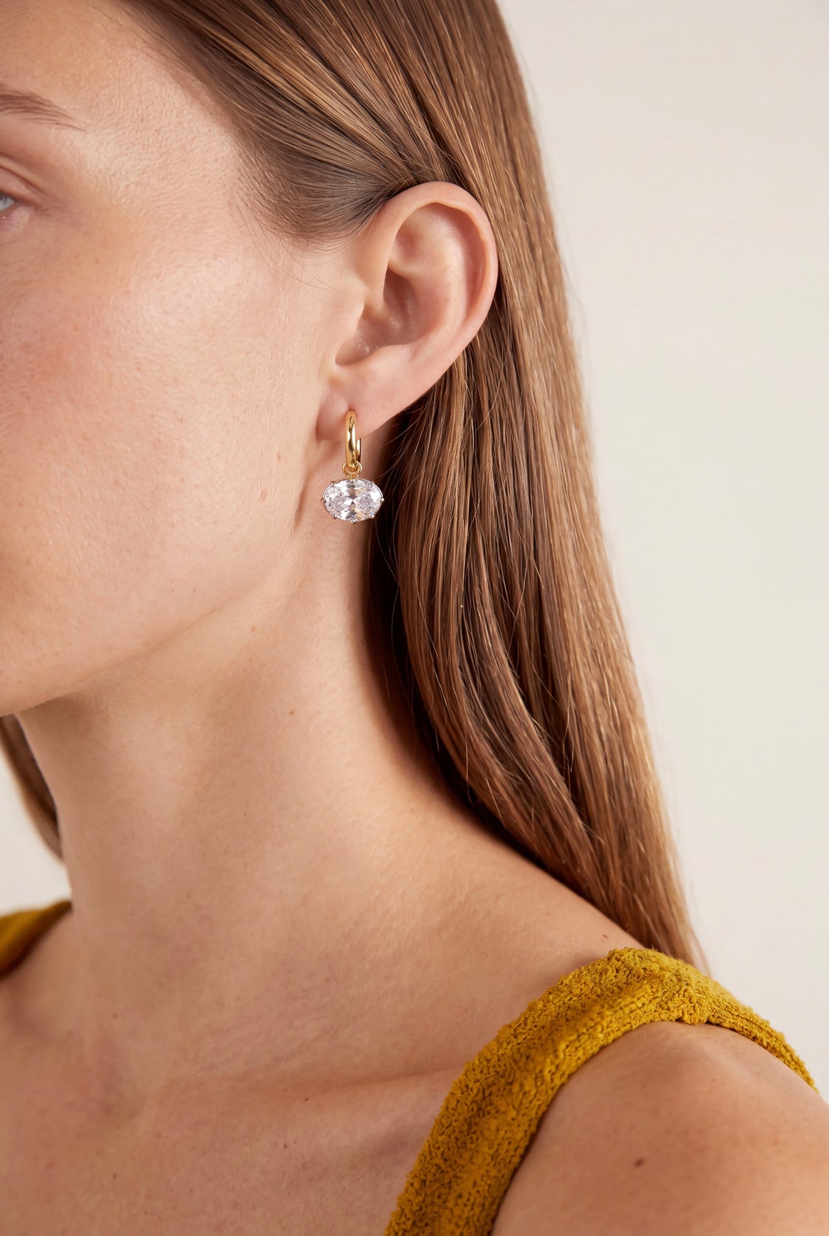 The Horizontal Oval Bezel Hoops