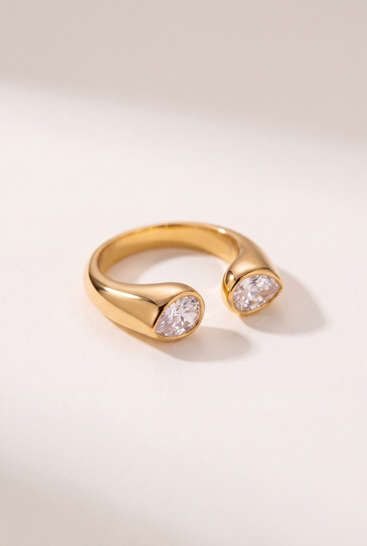 The Parallel Pear Open Ring
